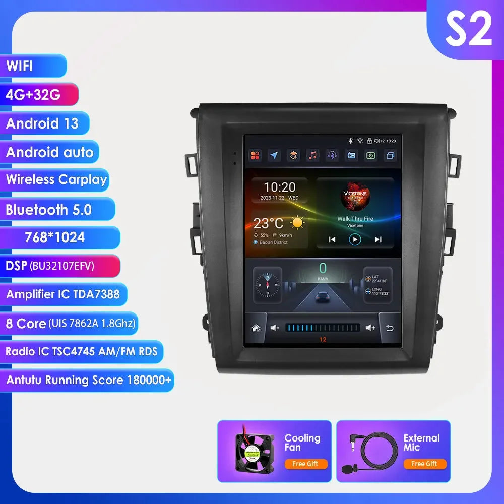 Ford Fusion/Mondeo MK5 2013-2019 9,7" Android 14 Carplay Android auto wireless wifi bt gps 4g  AUTMZL3K
