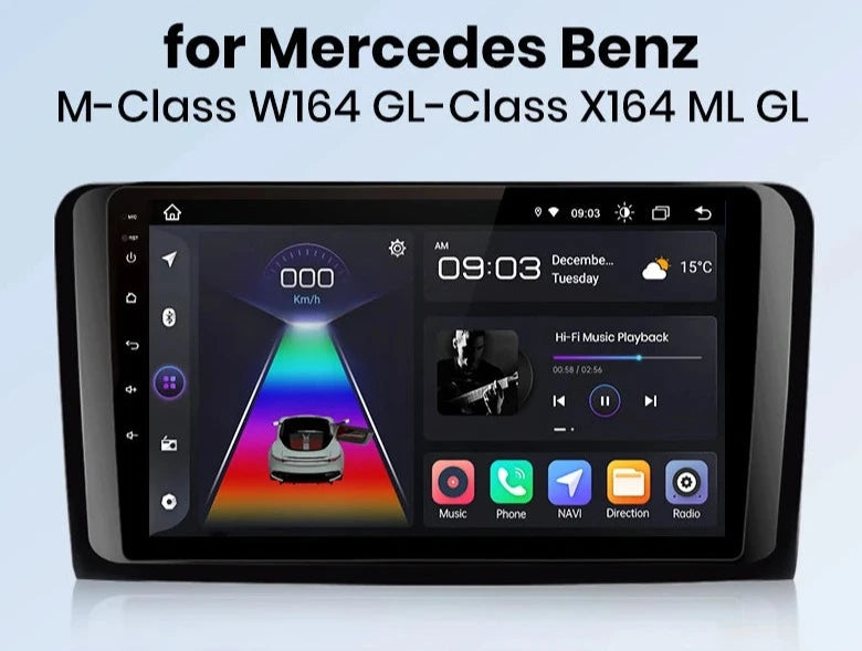 Mercedes Benz M-Class W164 GL-Class X164 ML GL V1 Plus Car Radio rds wifi gps bt wireless CarPlay Android Auto AUTMERCML9