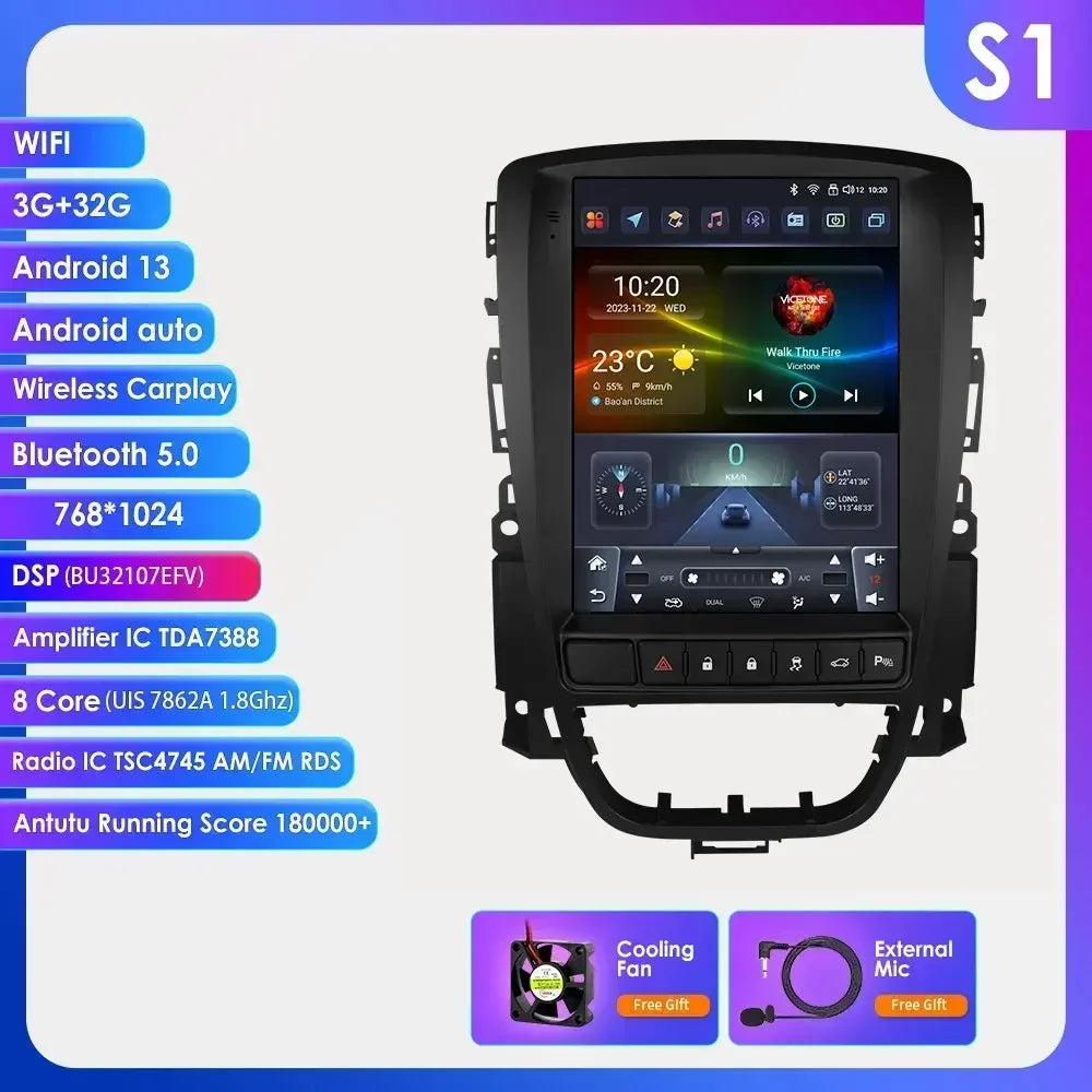 Opel Astra J Vauxhall Buick Verano 2009-2013 9,7" Android 14 Carplay Android auto wireless wifi bt gps 4g  AUTMPT97