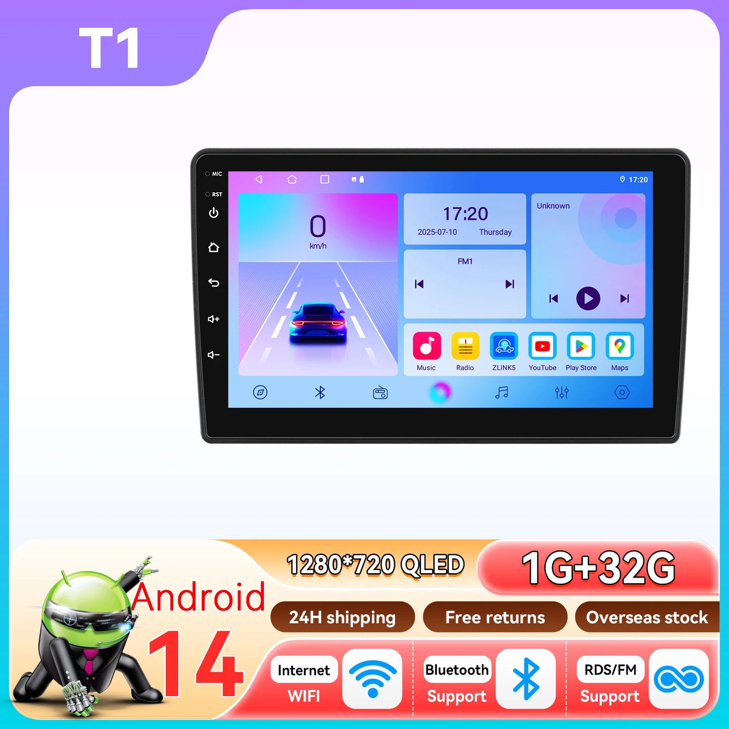 Ford Fiesta 1995-2001 Focus MK1 1998-2004 9" Android 14 Carplay Android auto wireless wifi bt gps 4g AUTM9J8W