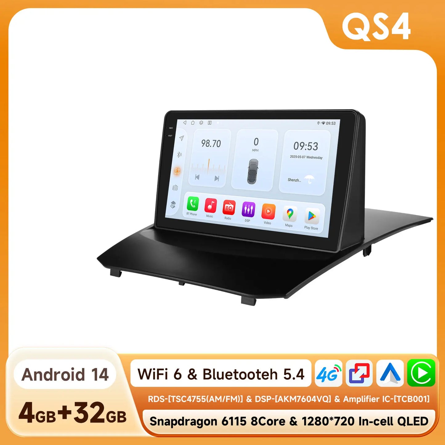 Ford Fiesta 2009-2017 9" Android 14 Carplay Android auto wireless wifi bt gps 4g  AUTMQZ61