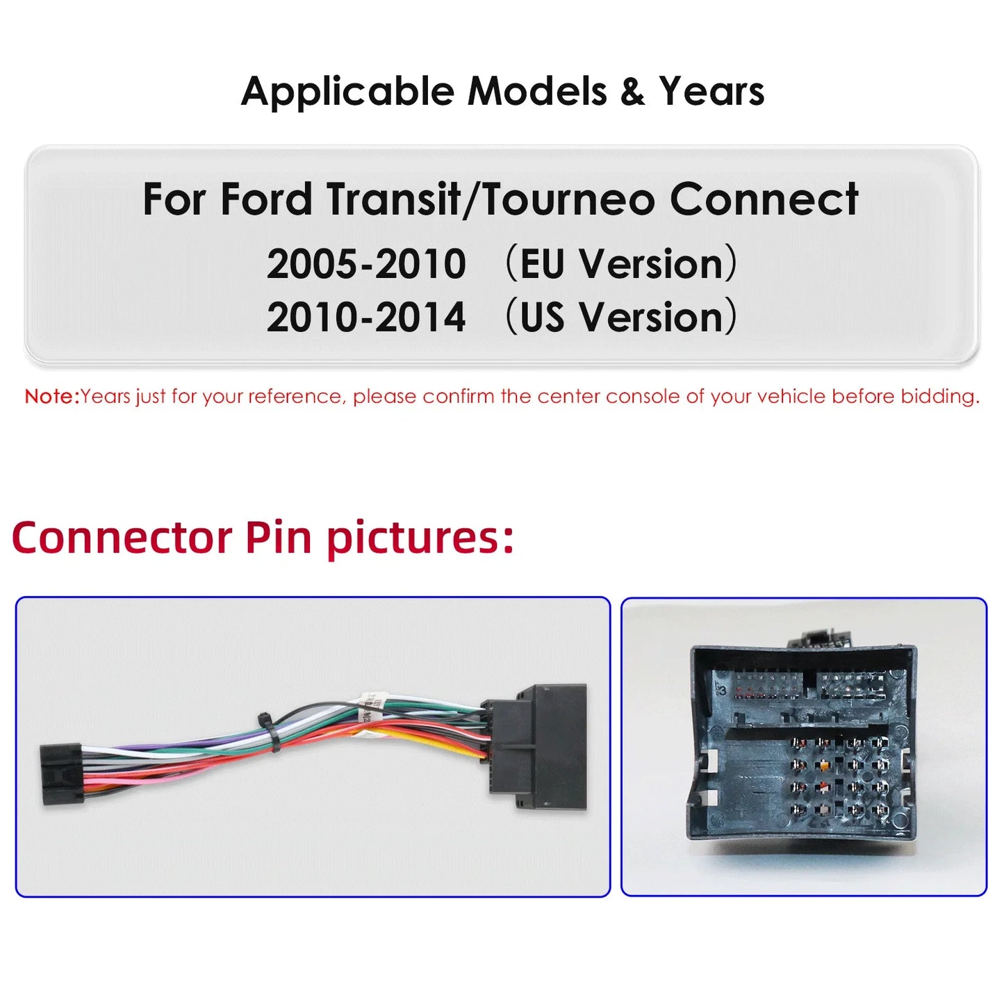 Ford Transit Tourneo Connect  2005 - 2014  9" Android 14 Carplay Android auto wireless wifi bt gps 4g  AUTMC11Z