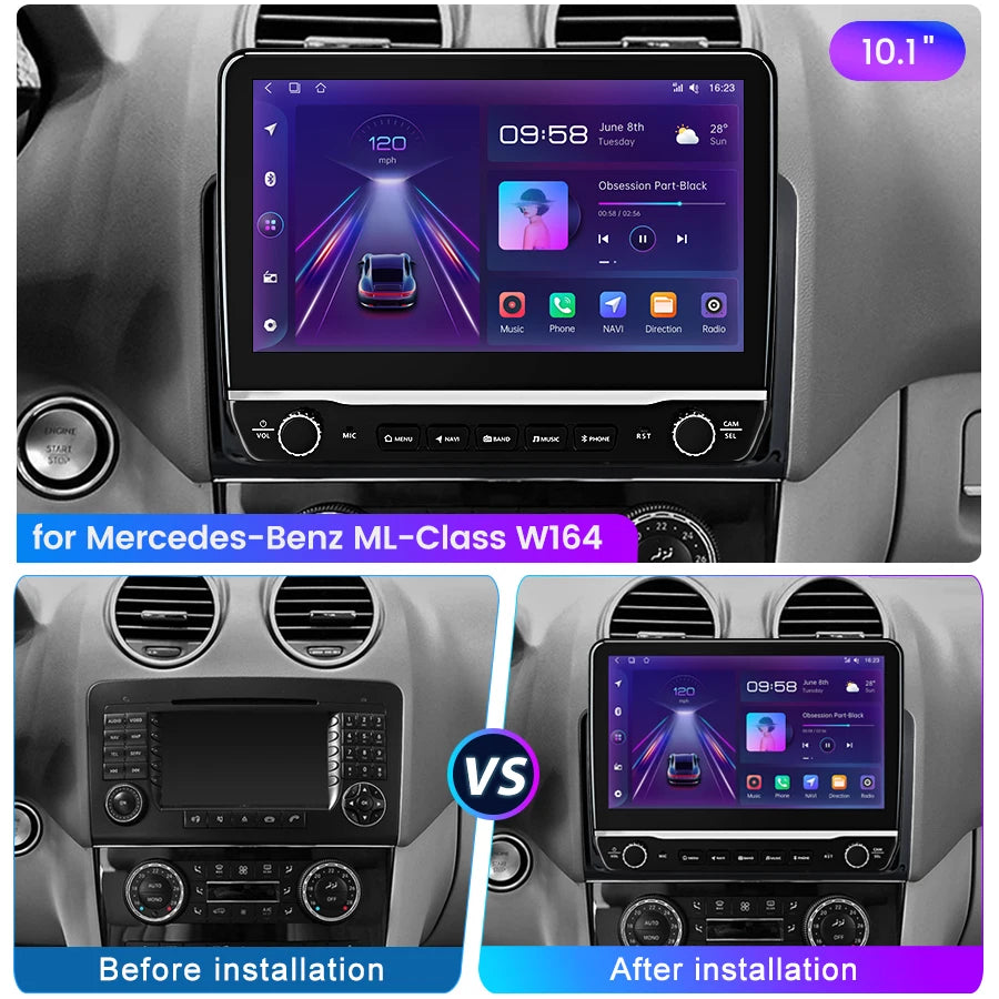Mercedes-Benz ML-Class W164  CarPlay Android Auto Car Radio rds WIFI GPS BT Multimedia Navigation Autoradio  AUTMMERML2