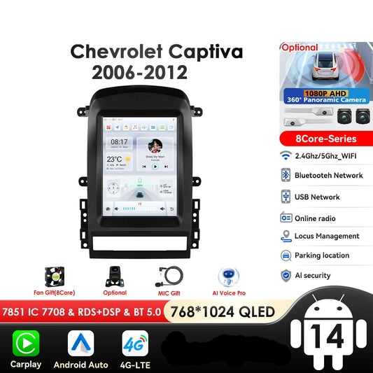 Chevrolet Captiva Sport 2006 - 2012 9,7" Android 14 Carplay Android auto wireless wifi bt gps 4g  AUTMYZWN