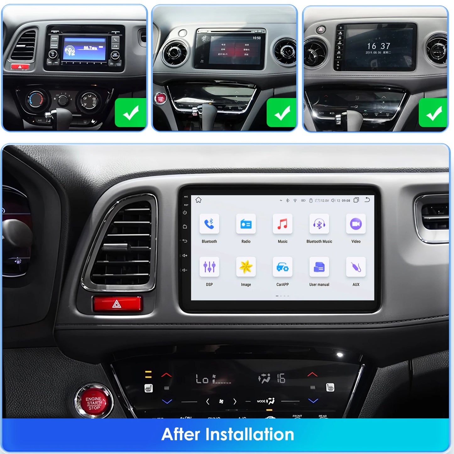 Honda Vezel HR-V HRV HR V XRV 2013-2022 " Android 14 Carplay Android auto wireless wifi bt gps 4g AUTMQBOO