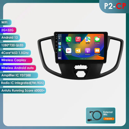 Ford Transit 2015-2018 9" Android 14 Carplay Android auto wireless wifi bt gps 4g  AUTMVLPD