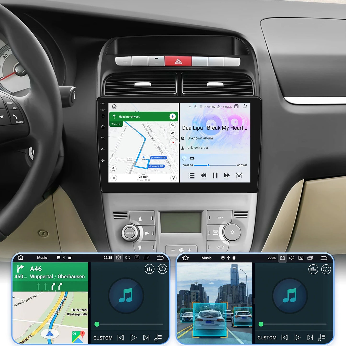 Fiat Grande Punto Linea 2007 - 2012 9" Android 14 Carplay Android auto wireless wifi bt gps 4g  AUTMV7JC