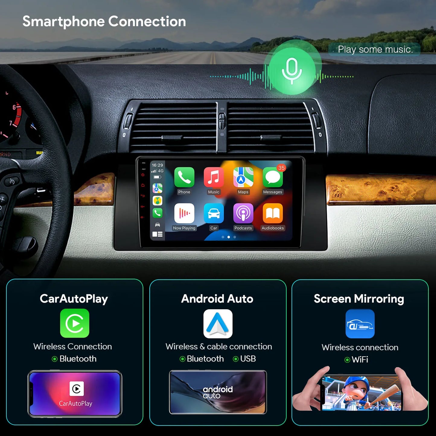 BMW X5 E53 1999-2006 9'' Android 13 Octa-core 4+64GB Car Radio  Multimedia Player Built-in DSP CarAutoPlay android auto  WIFI   4G  IAP9253BS