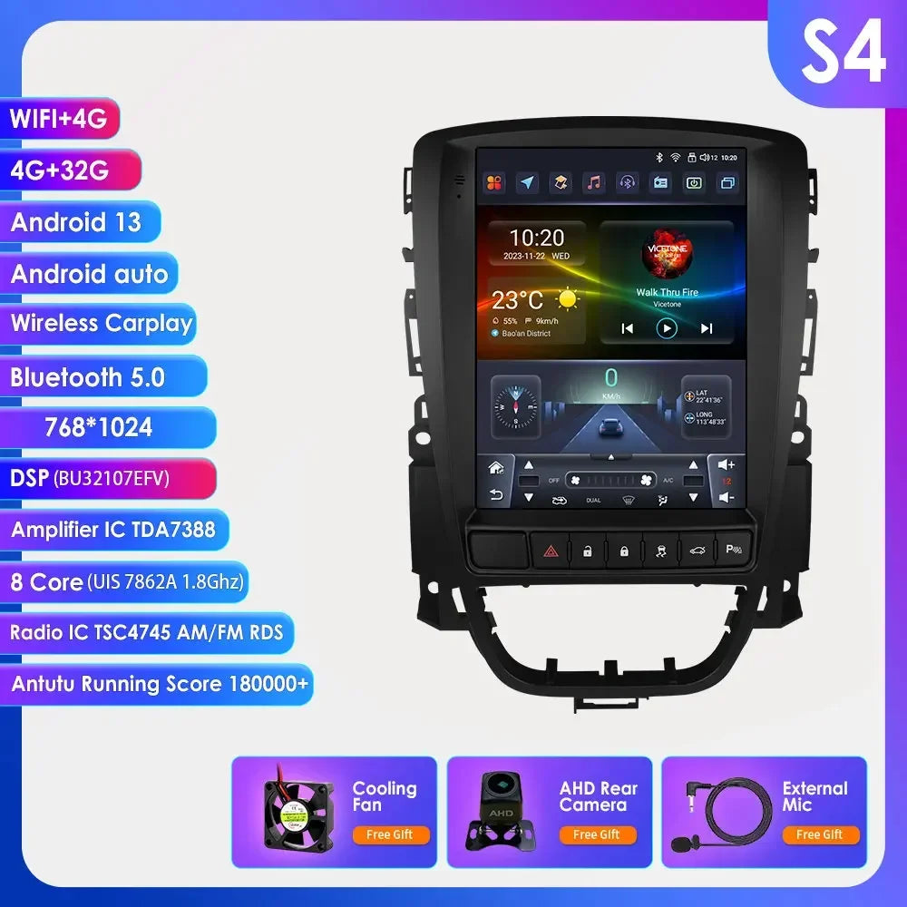 Opel Astra J Vauxhall Buick Verano 2009-2013 9,7" Android 14 Carplay Android auto wireless wifi bt gps 4g  AUTMPT97