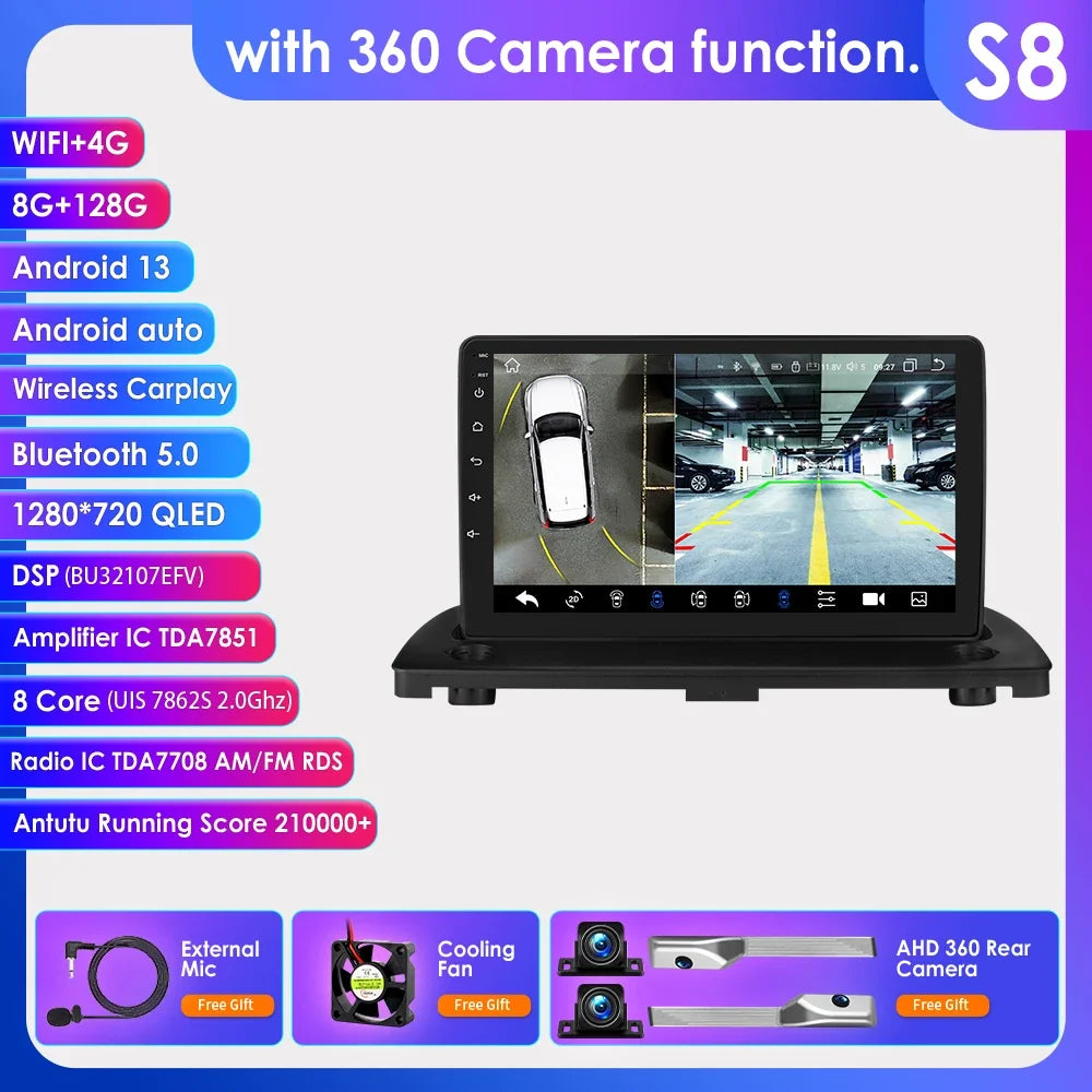 Volvo XC90 2004 - 2014 9" Android 14 Carplay Android auto wireless wifi bt gps 4g  AUTM3LED