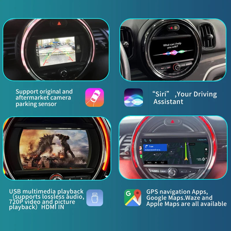 Mini R55 R56 R57 R58 R59 R60 R61 F54 F55 Clubman Countryman Hardtop John Cooper  Wireless CarPlay Android Auto AUTMMNCHJ