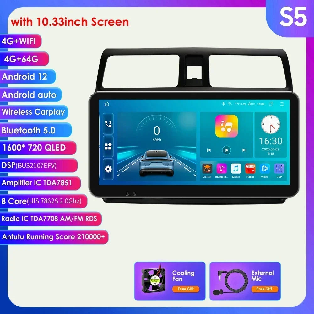 Suzuki Swift 2005-2010 9" Android 14 Carplay Android auto wireless wifi bt gps 4g AUTMTSDHF