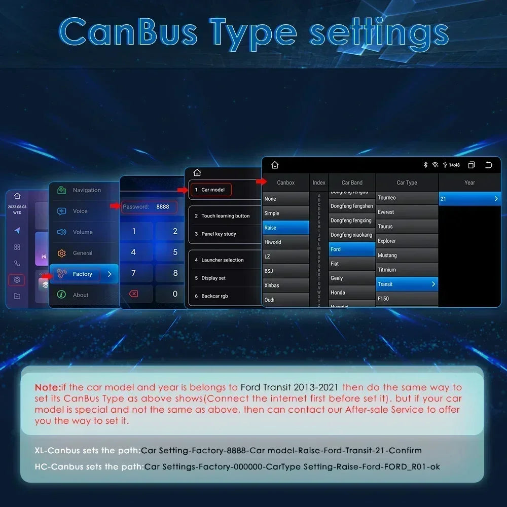 Ford Transit Tourneo Custom 2013-2021 9" Android 14 Carplay Android auto wireless wifi bt gps 4g  AUTMCWA3