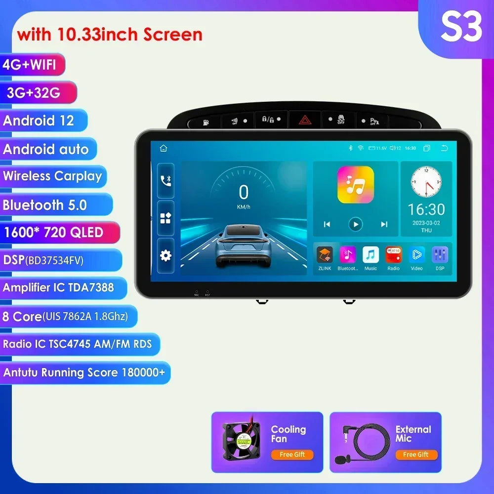 Peugeot 308 308SW Peugeot 9" Android 14 Carplay Android auto wireless wifi bt gps 4g  AUTMAJNZ