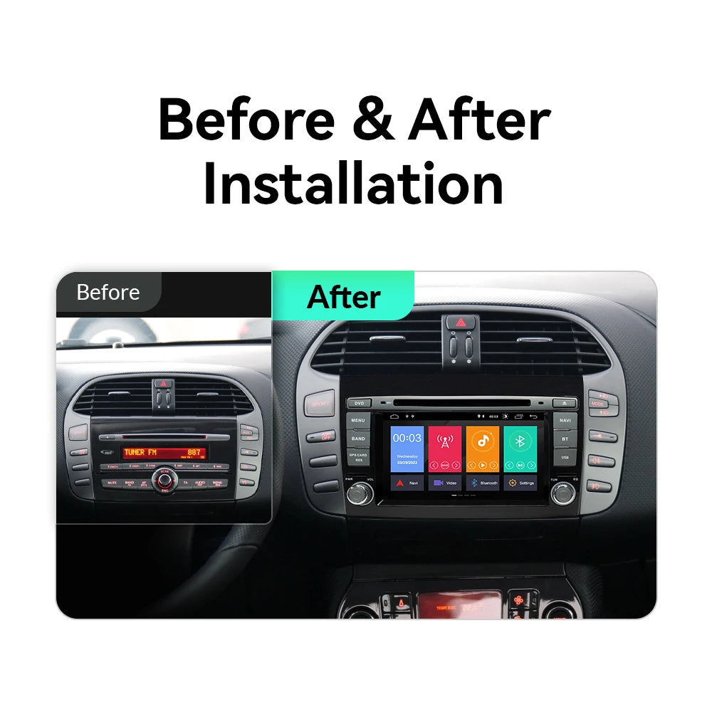 Fiat Bravo 2007 -2014 4GB 64GB Wireless Carplay 7" Android 12 Car DVD Player  DSP IPS GPS Navigation RDS AUTMFTBVR1