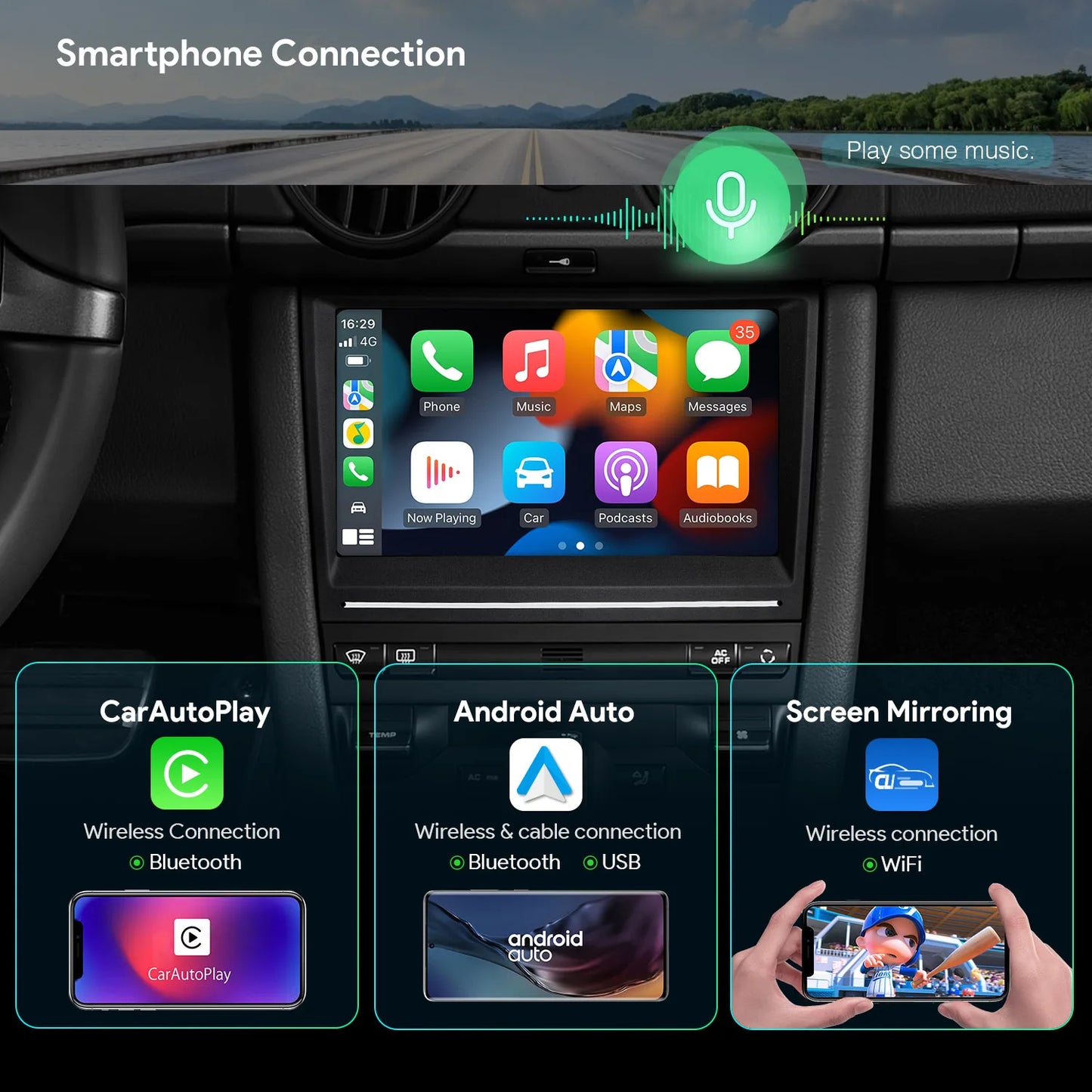 Porsche 911 /Cayman /Boxter 2005-2012  8" Android 13  Radio RDS WIFI BT GPS   Stereo Player  4G Built-in CarPlay Android Auto 4GLTEDSP IA82CMPLS