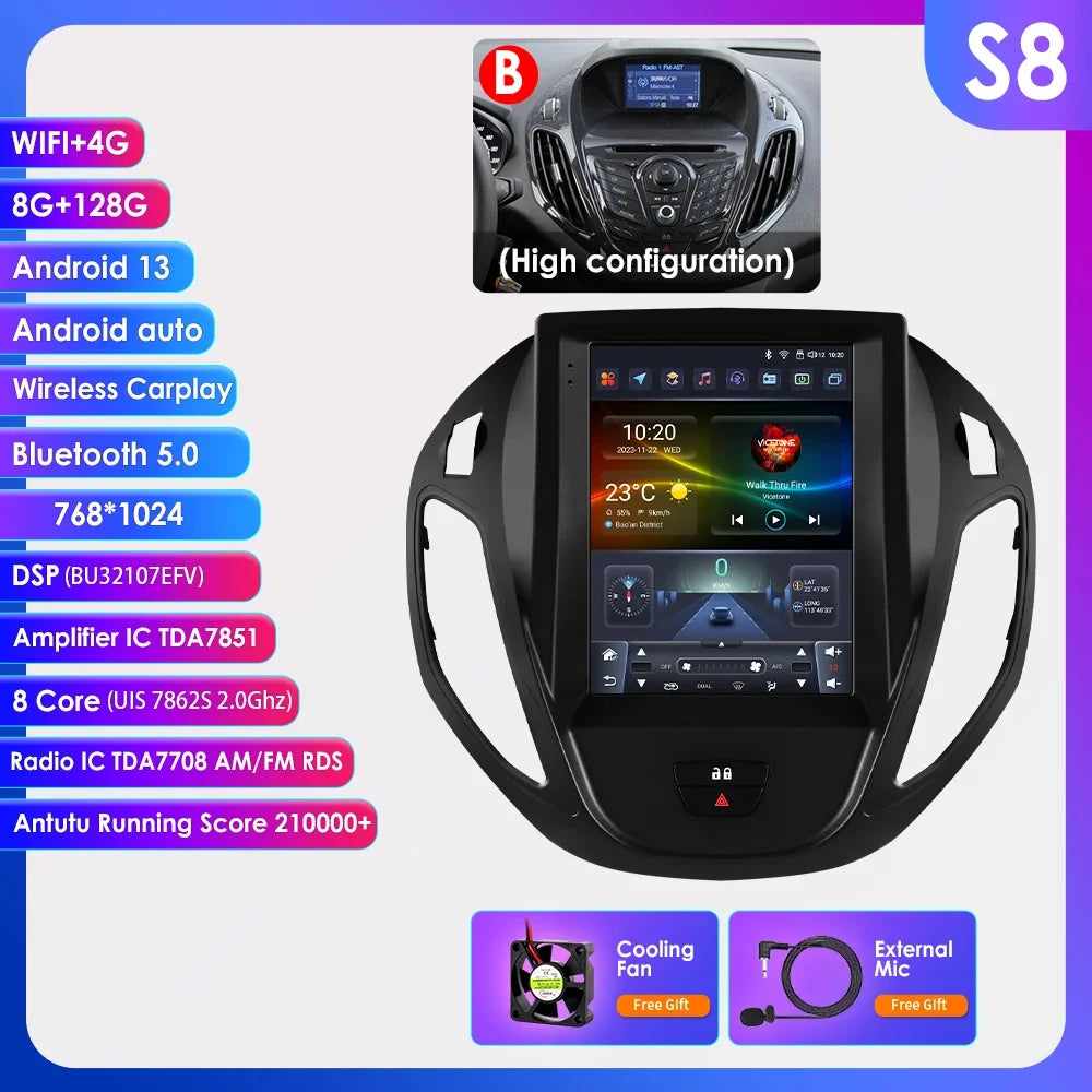 Ford Transit Tourneo 2012-2023 9,7" Android 14 Carplay Android auto wireless wifi bt gps 4g AUTM1KTA