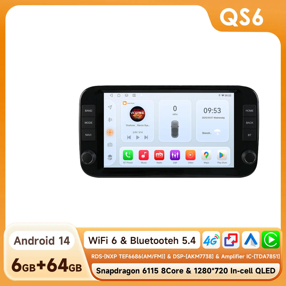 Fiat Panda 2013 - 2024 9" CarPlay Android Auto Radio RDS Multimedia Player GPS WIFI AUTM3LGW