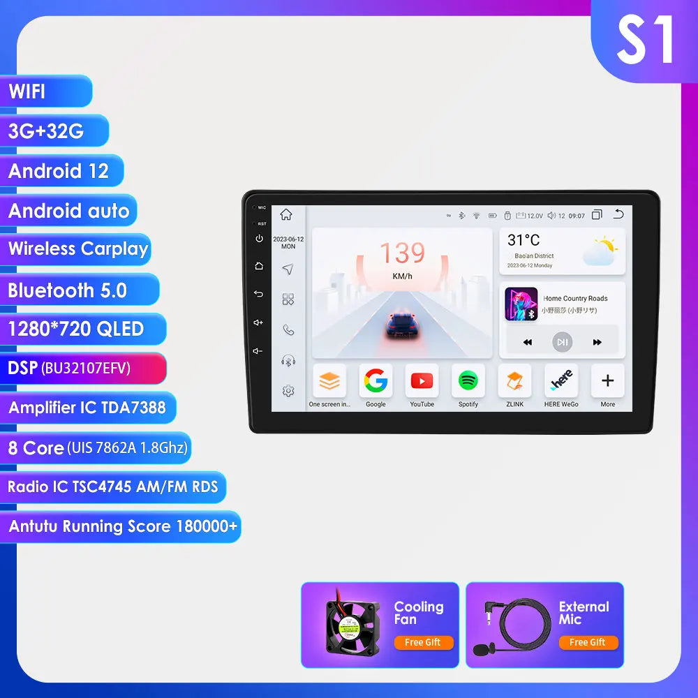 Citroen C2 C3 2001 - 2010 9" Android 14 Carplay Android auto wireless wifi bt gps 4g  AUTME40A