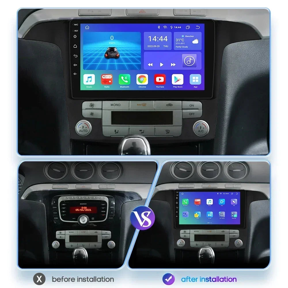 Ford S Max S-MAX 2007-2015 9" Android 14 Carplay Android auto wireless wifi bt gps 4g  AUTMUZ3Y