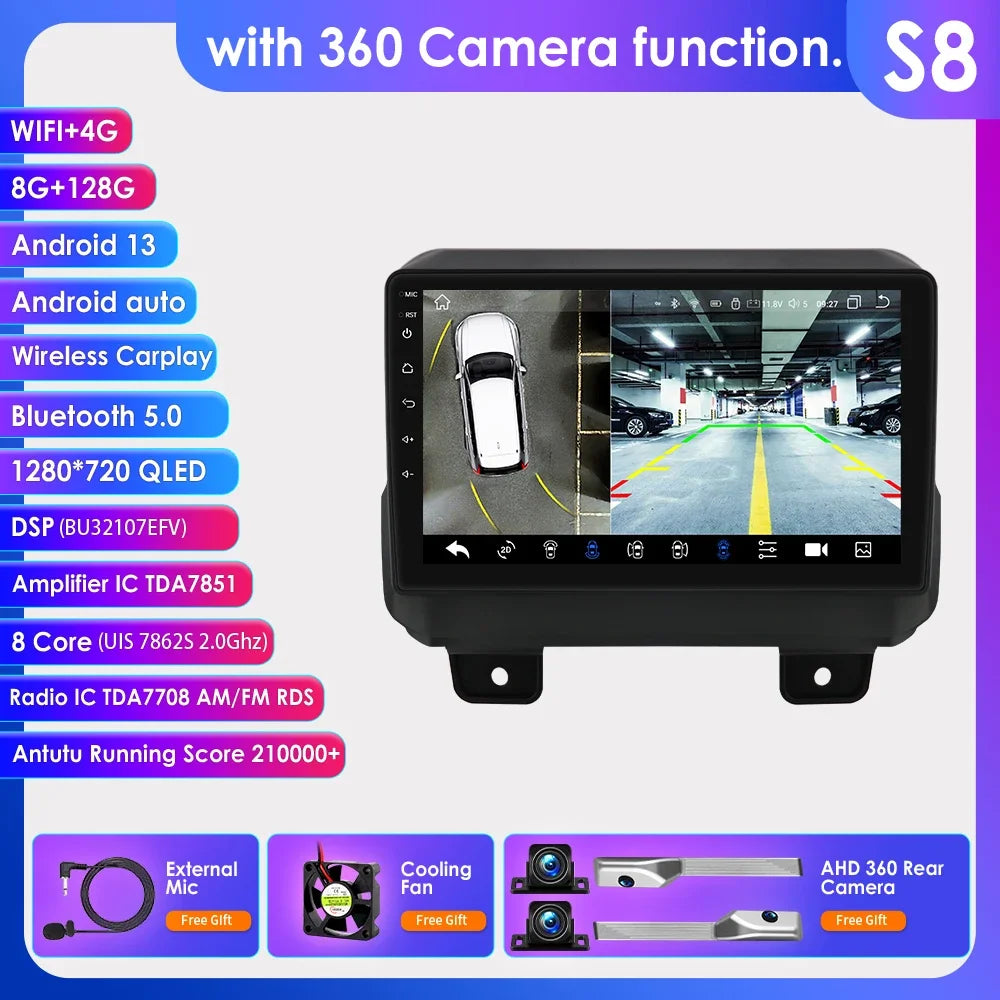 JEEP Wrangler 2018 -2021 9" Android 14 Carplay Android auto wireless wifi bt gps 4g  AUTMOFKI