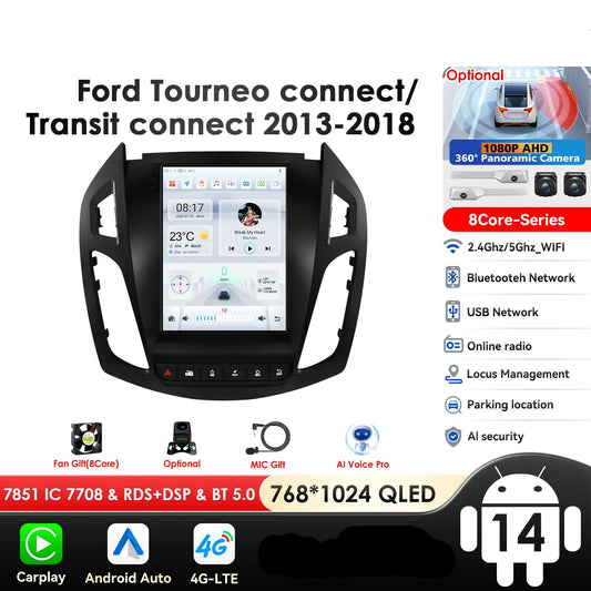 Ford Transit Connect / Tourneo Connect 2013 - 2018 9,7" Android 14 Carplay Android auto wireless wifi bt gps 4g  AUTMEZ9J