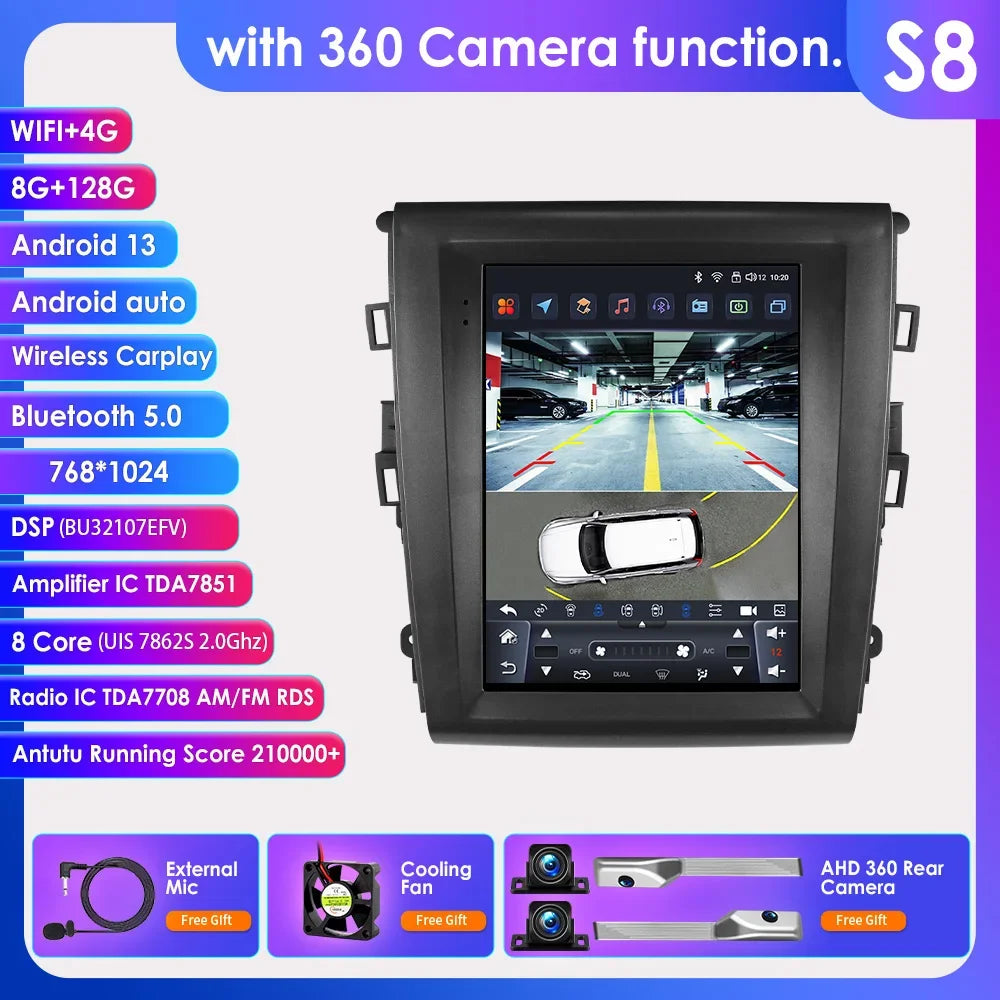 Ford Fusion/Mondeo MK5 2013-2019 9,7" Android 14 Carplay Android auto wireless wifi bt gps 4g  AUTMZL3K