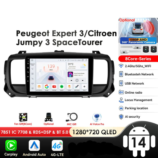 Peugeot Expert 3 Citroen Jumpy 3 SpaceTourer 2016-2021 9"/ 10,33" Android 14 Carplay Android auto wireless wifi bt gps 4g  AUTMZEUM
