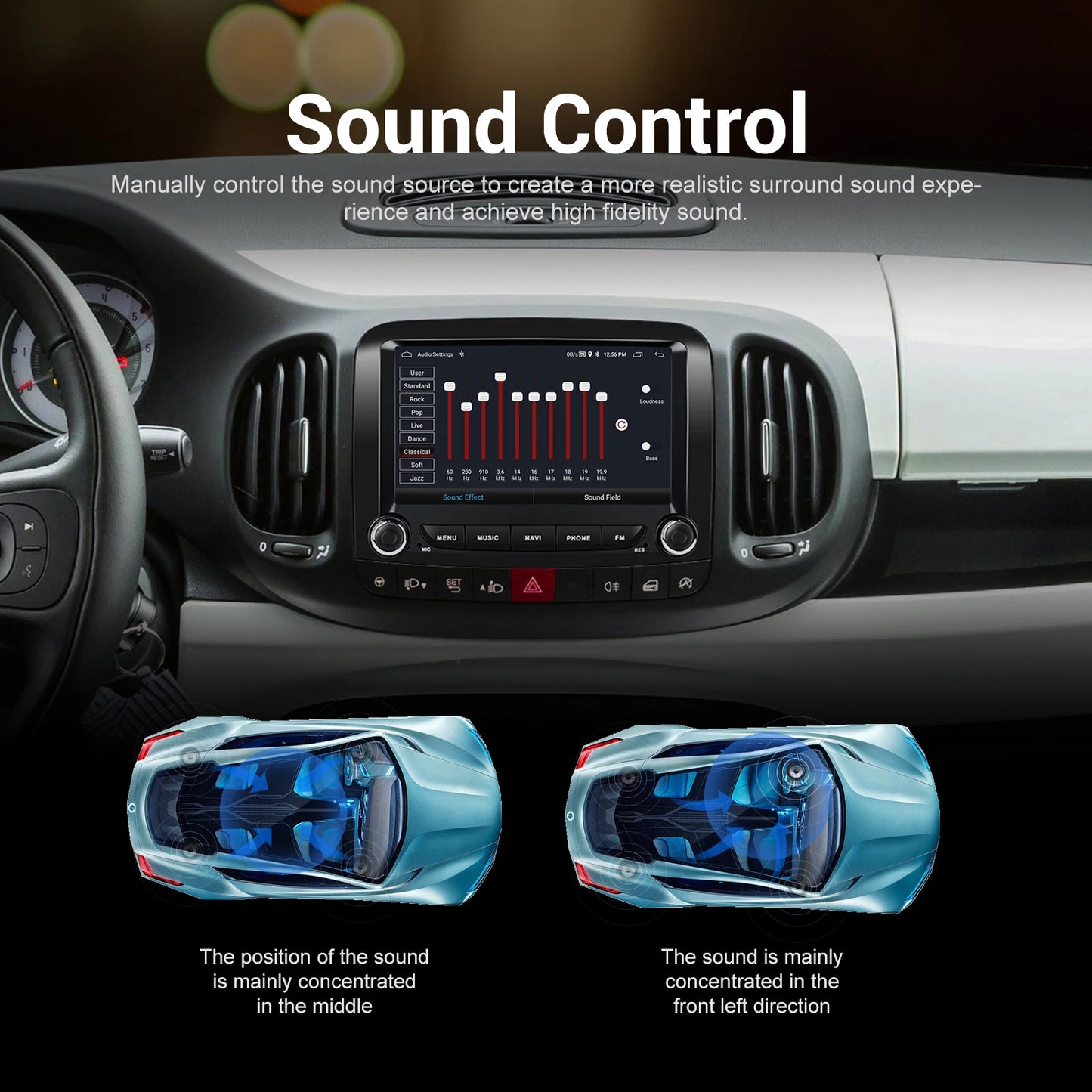 Fiat 500L 2013-2019  2 Din 2+64GB   7" Android 12 Wireless Carplay/Android Auto Car MP3 Player WIFI GPS AUTMFT500L7