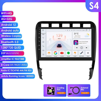 Porsche Cayenne 2002 - 2010 9" Android 14 Carplay Android auto wireless wifi bt gps 4g AUTM29SA
