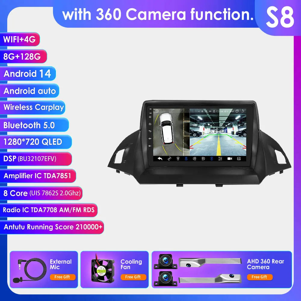 Ford Kuga 2 2013 - 2017 C MAX  C-MAX 2010 - 2017   9" Android 14 Carplay Android auto wireless wifi bt gps 4g AUTMPLDD