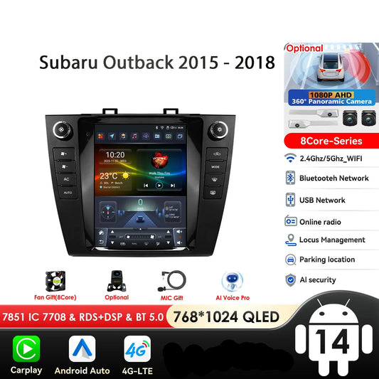 Subaru Outback 2015 - 2018  9.7" Android 14 Carplay Android auto wireless wifi bt gps 4g AUTMUTSB4