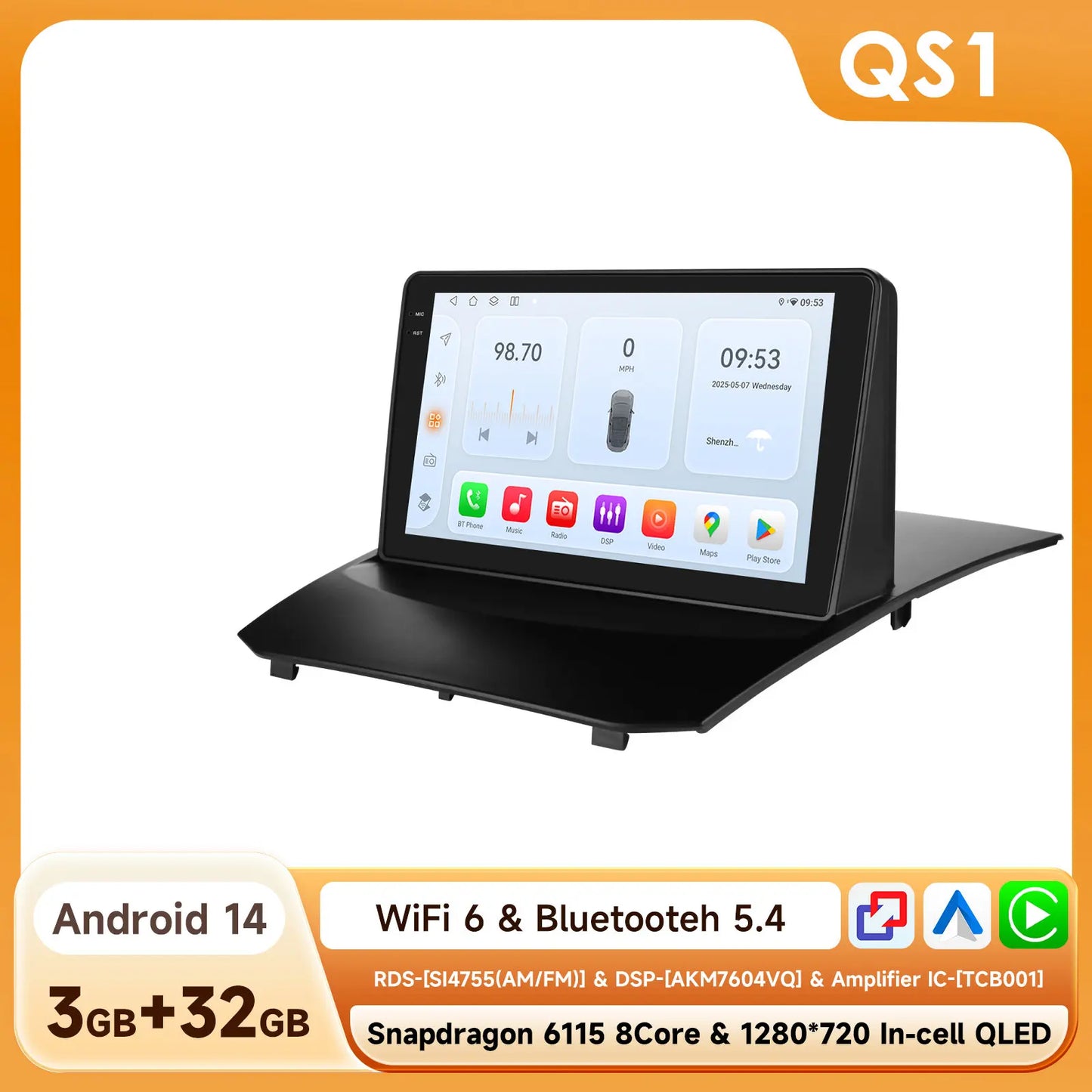 Ford Fiesta 2009-2017 9" Android 14 Carplay Android auto wireless wifi bt gps 4g  AUTMQZ61