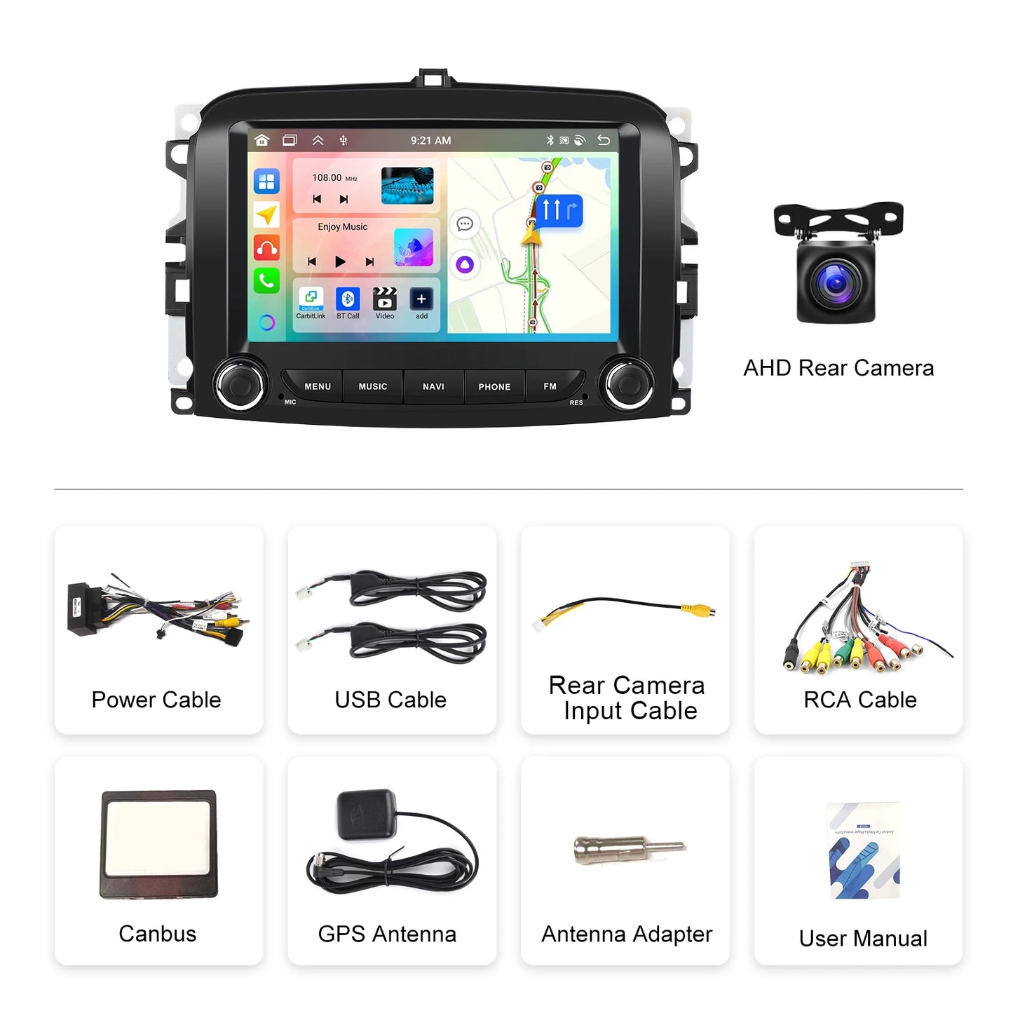Fiat 500L 2013-2019  2 Din 2+64GB   7" Android 12 Wireless Carplay/Android Auto Car MP3 Player WIFI GPS AUTMFT500L7
