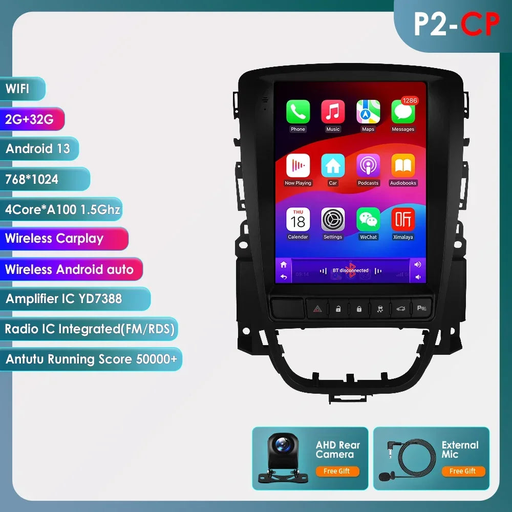 Opel Astra J Vauxhall Buick Verano 2009-2013 9,7" Android 14 Carplay Android auto wireless wifi bt gps 4g  AUTMPT97