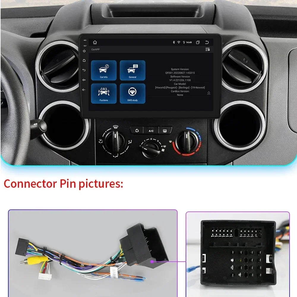 Citroen Berlingo 2 B9 / Peugeot Partner 2008-2019 9" Android 14 Carplay Android auto wireless wifi bt gps 4g  AUTM8CQ4