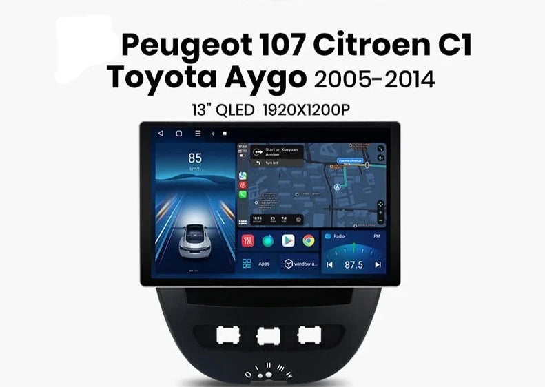 Peugeot 107 Toyota Aygo Citroen C1 2005 - 2014 X7 MAX 13.1“ 2K Wireless CarPlay Android Auto Radio RDS   Multimedia autoradio AUTMTYCX7
