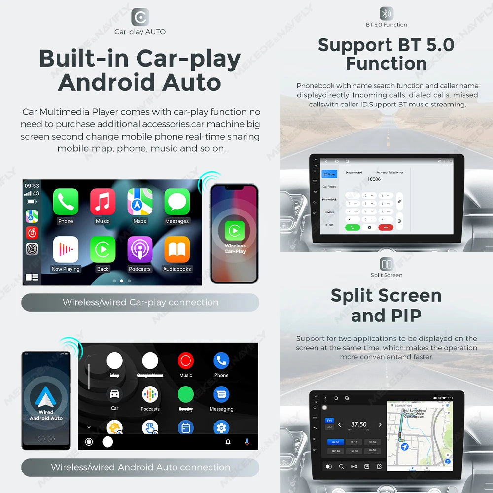 9 /10" Android 14 CARTABLET UNIVERSALI Carplay Android Auto wireless WIFI BT GPS USB AUTMHZA2