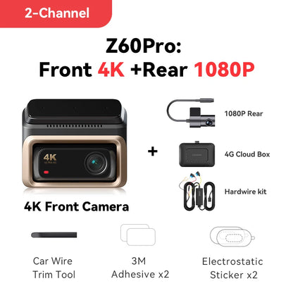 4K Dash Cam Z60 Pro HDR anteriore +posteriore Camera SONY STARVIS2 678 Sensor 5GHz Wi-Fi GPS ADAS 4G DVR AUTMRGSL