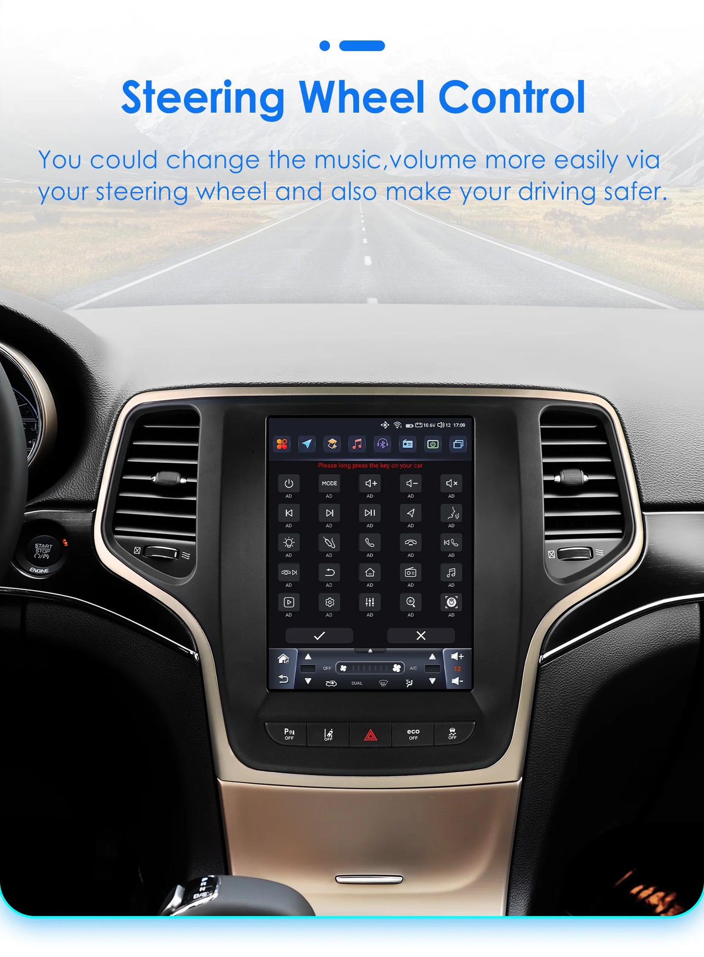 Jeep Grand Cherokee 2014-2022 9.7'' Android13 Carplay Android auto wireless  Radio RDS  WIFI BT GPS USB 4G AUTMJPGC2