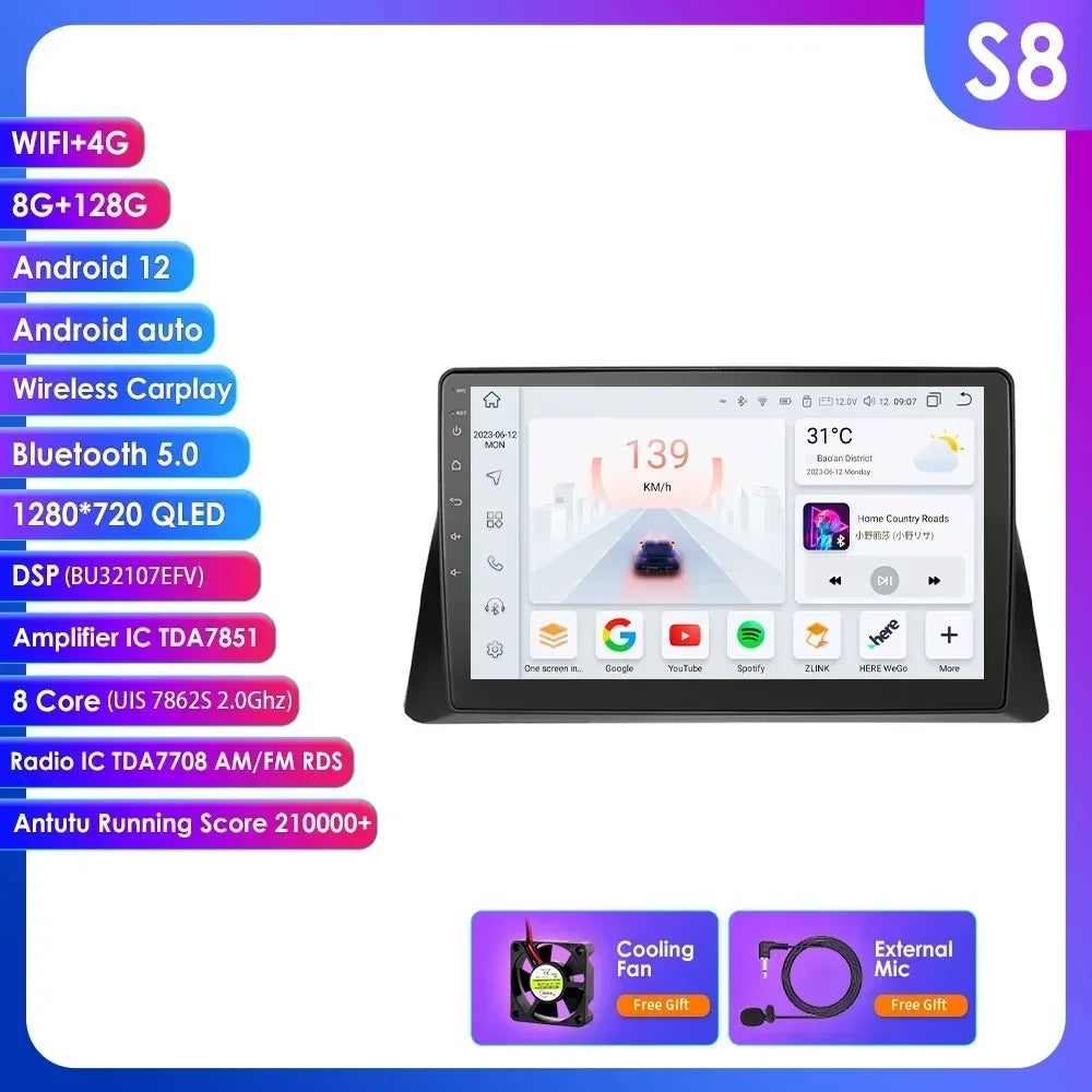 Honda Accord 8 2008-2013 9'' Android 14 Carplay Android auto wireless wifi bt gps 4g AUTMACCHDR