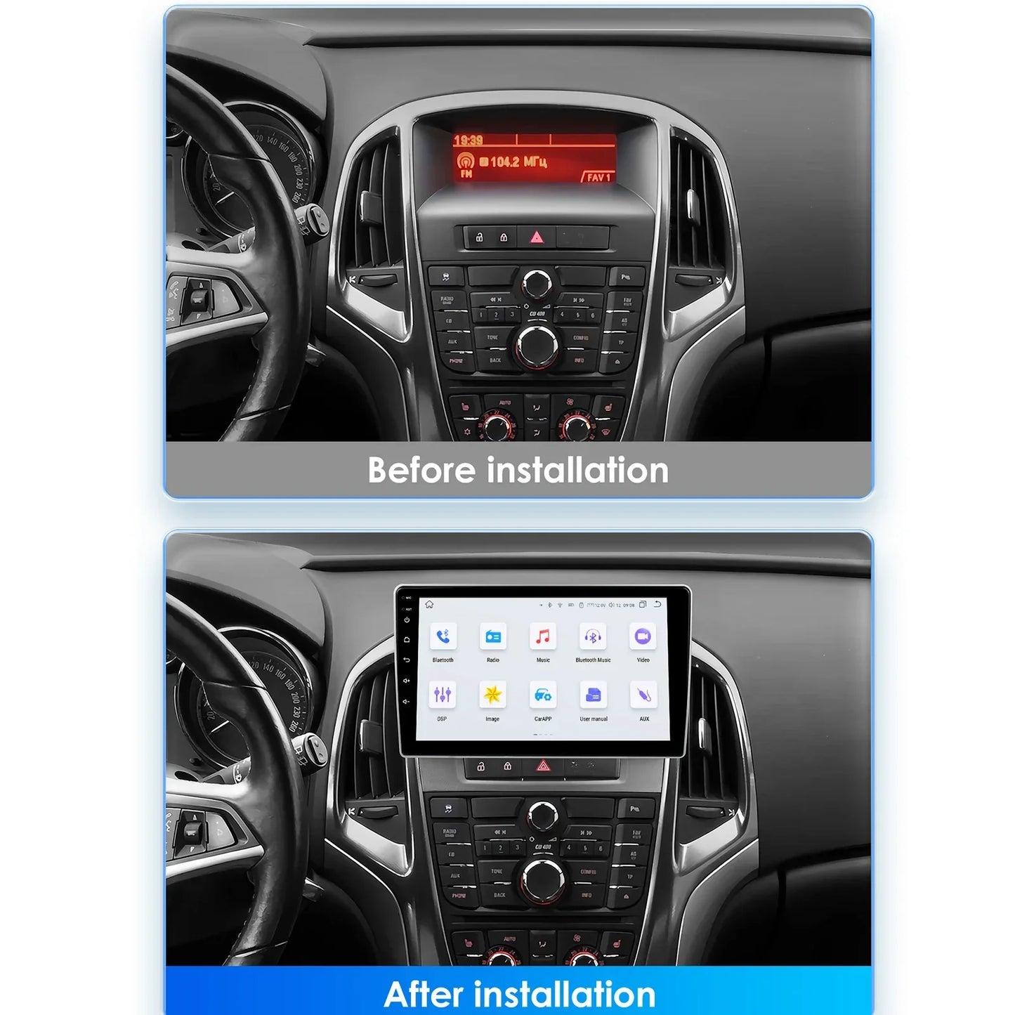 Opel Astra J 2009-2017  9" / 10,33" Android 14 Carplay  Android auto wirell WIFI BT 4G USB GPS AUTMOSTRJ