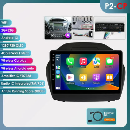 Hyundai Tucson 2 LM IX35 2009-2015 9" / 10,33"  Android 14 Carplay Android auto wireless wifi bt gps 4g  AUTMKXK8