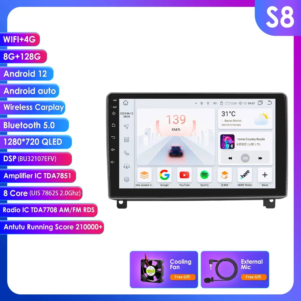 Peugeot 407 1  2004-2011 9" Android 14 Carplay Android auto wireless wifi bt gps 4g AUTMRWH2