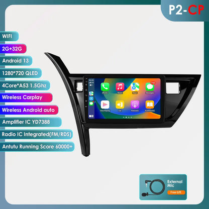 Toyota Auris Corolla 2013-2016 9" Android 14 Carplay Android auto wireless wifi bt gps 4g AUTMRSRTD