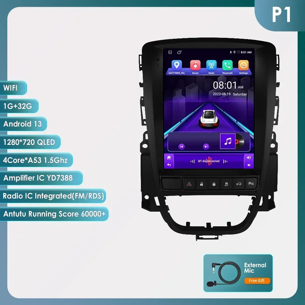 Opel Astra J Vauxhall Buick Verano 2009-2013 9,7" Android 14 Carplay Android auto wireless wifi bt gps 4g  AUTMPT97