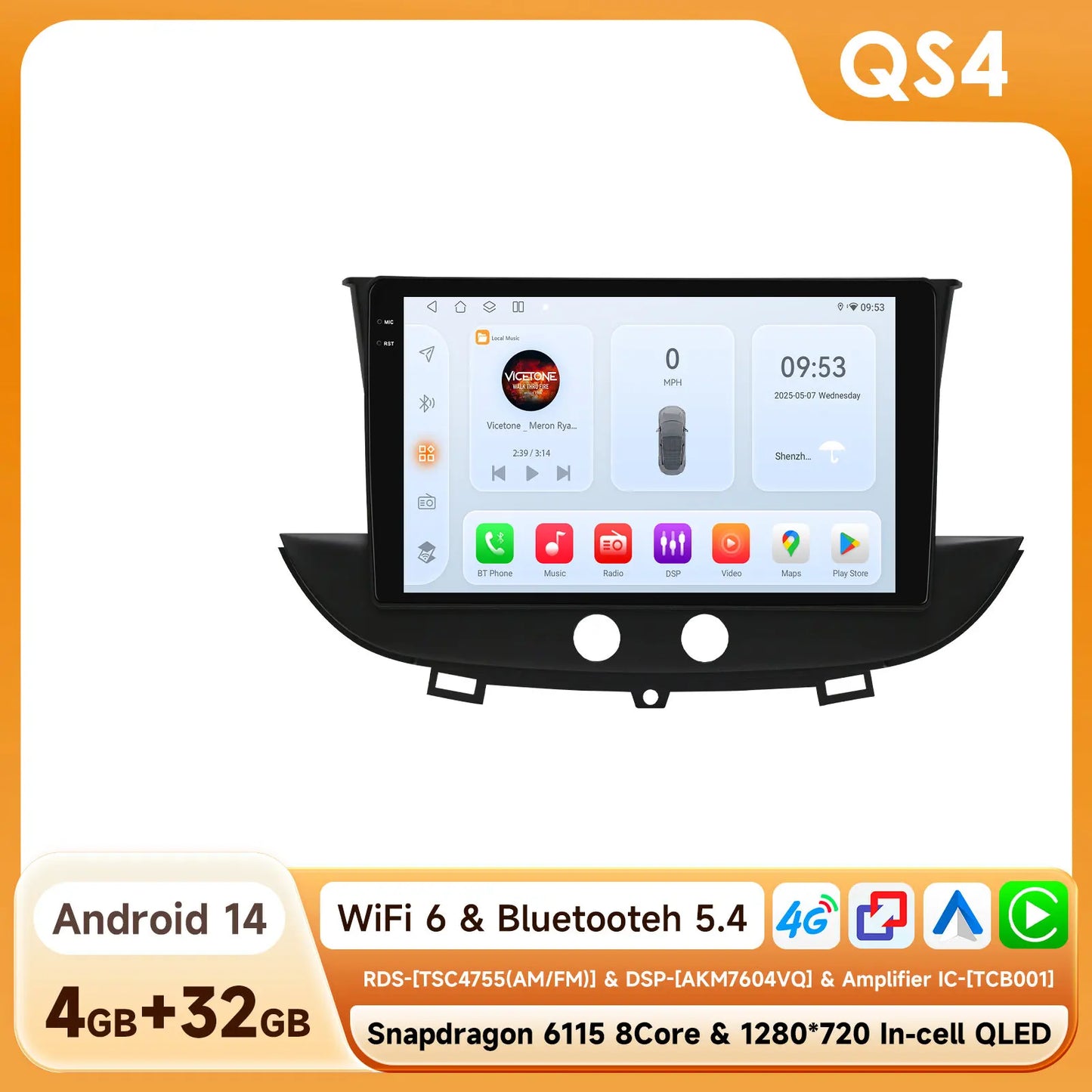 Opel Grandland X Crossland X 2016 - 2020  9" Android 14 Carplay Android auto wireless wifi bt gps 4g  AUTM0DD7