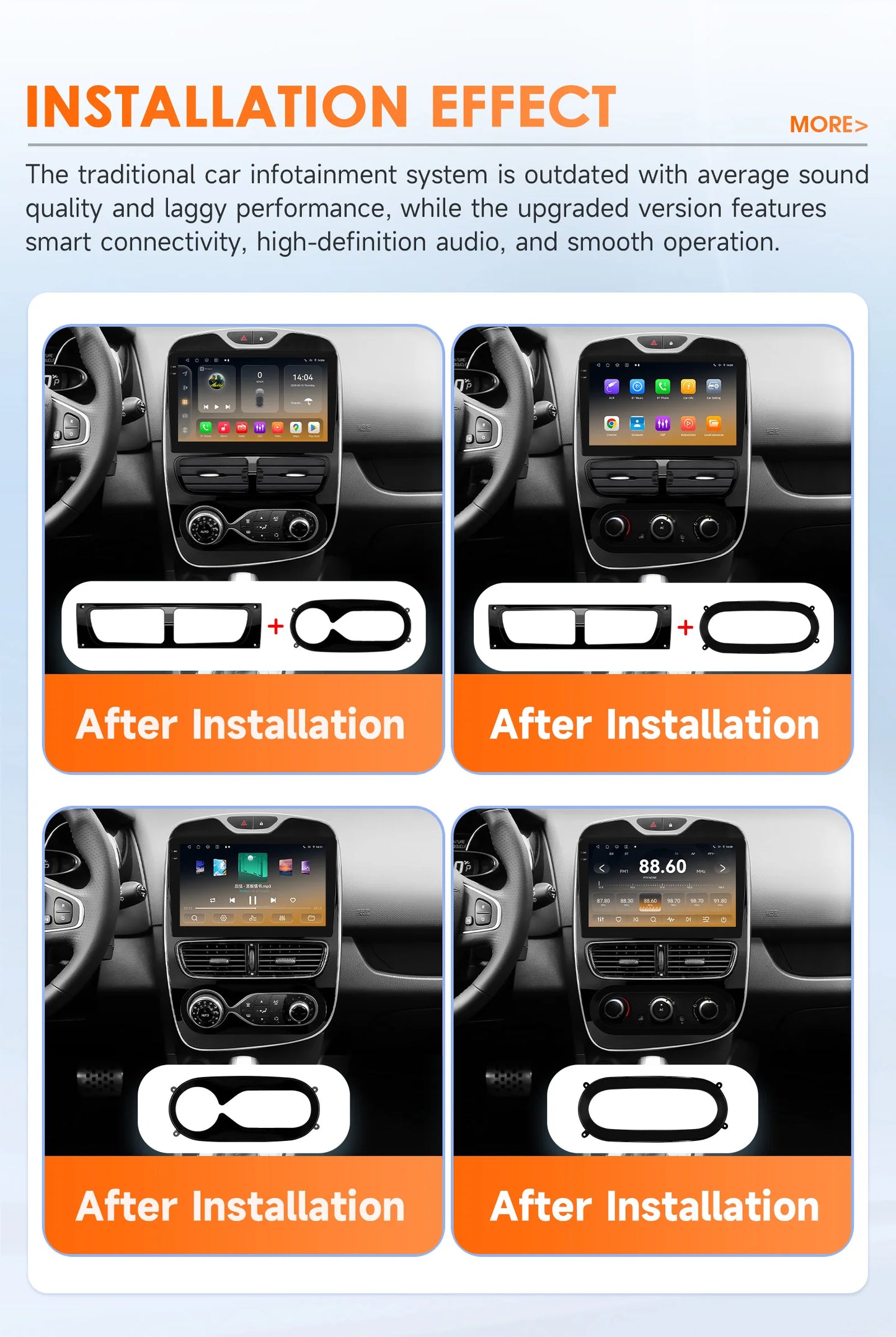 Renault Clio 4 2012-2019 10,1" / 10,33"  Android 14 Carplay Android auto wireless wifi bt gps 4g  AUTMXIAG