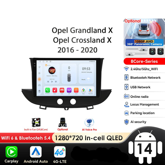 Opel Grandland X Crossland X 2016 - 2020  9" Android 14 Carplay Android auto wireless wifi bt gps 4g  AUTM0DD7