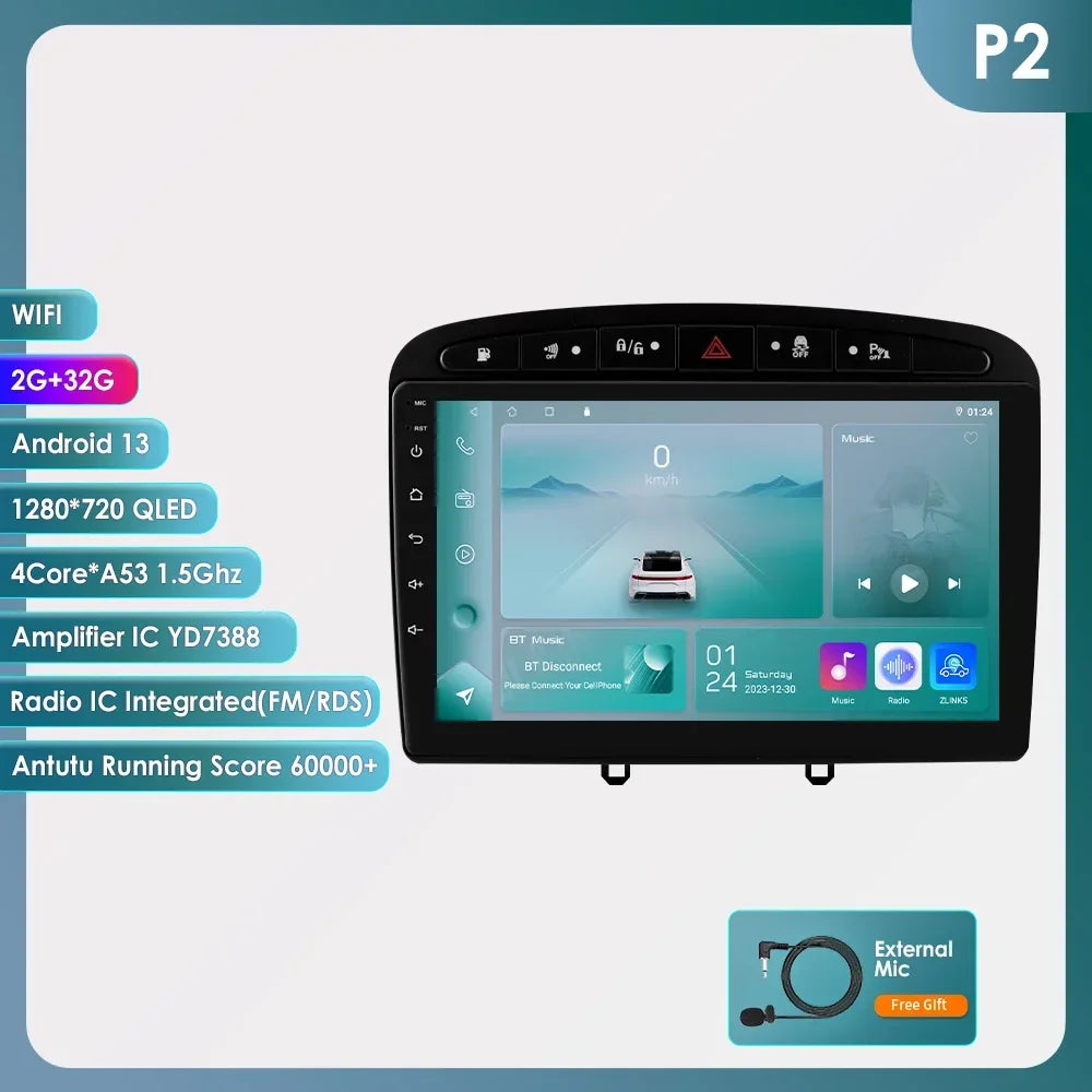Peugeot 308 308SW Peugeot 9" Android 14 Carplay Android auto wireless wifi bt gps 4g  AUTMAJNZ
